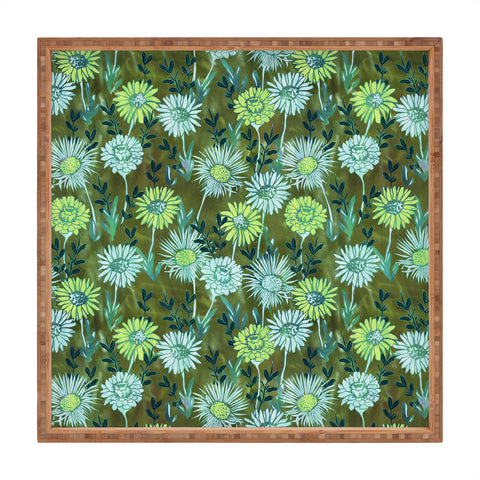 Schatzi Brown Gillian Floral Green Square Tray