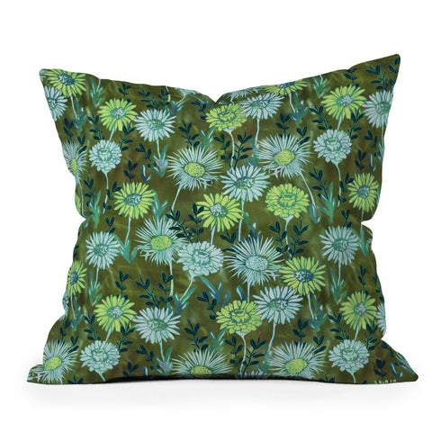 Schatzi Brown Gillian Floral Green Throw Pillow