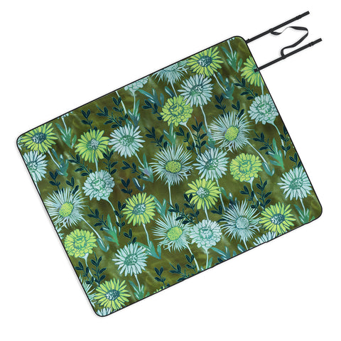 Schatzi Brown Gillian Floral Green Picnic Blanket