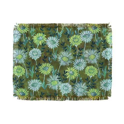 Schatzi Brown Gillian Floral Green Throw Blanket