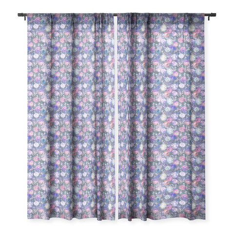 Schatzi Brown Gillian Floral Grey Sheer Window Curtain