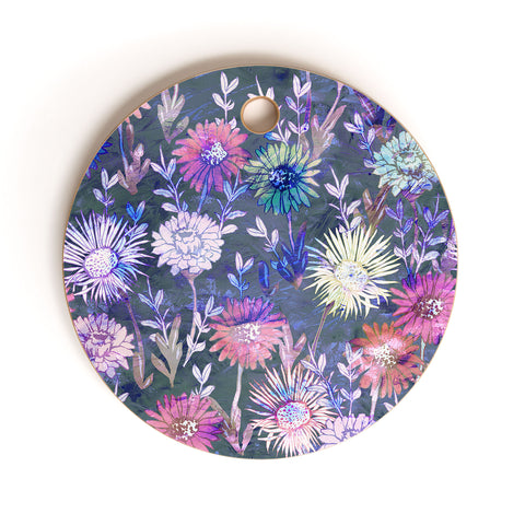 Schatzi Brown Gillian Floral Grey Cutting Board Round
