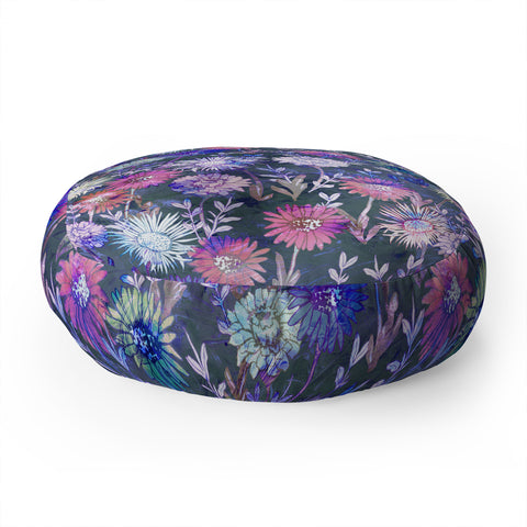 Schatzi Brown Gillian Floral Grey Floor Pillow Round