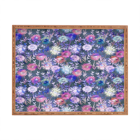 Schatzi Brown Gillian Floral Grey Rectangular Tray