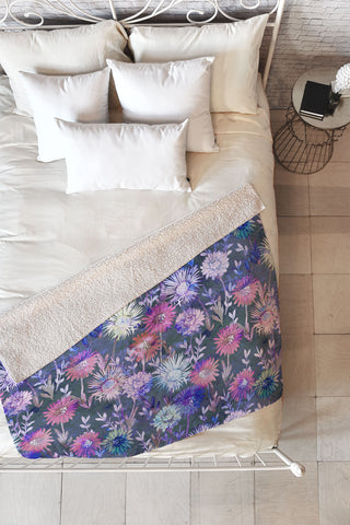 Schatzi Brown Gillian Floral Grey Fleece Throw Blanket