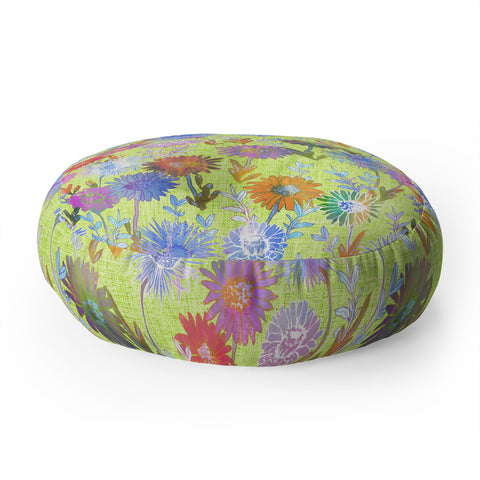 Schatzi Brown Gillian Floral Lime Floor Pillow Round