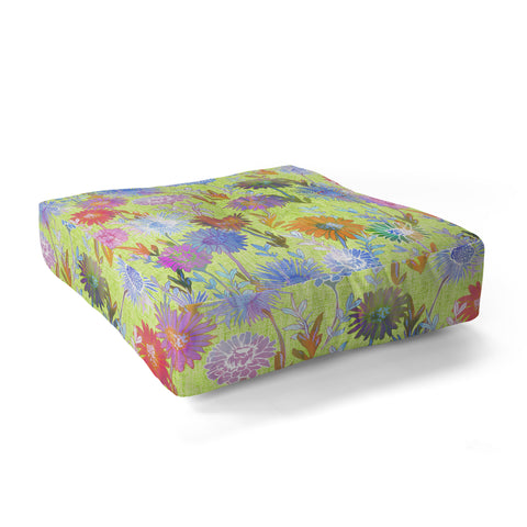 Schatzi Brown Gillian Floral Lime Floor Pillow Square