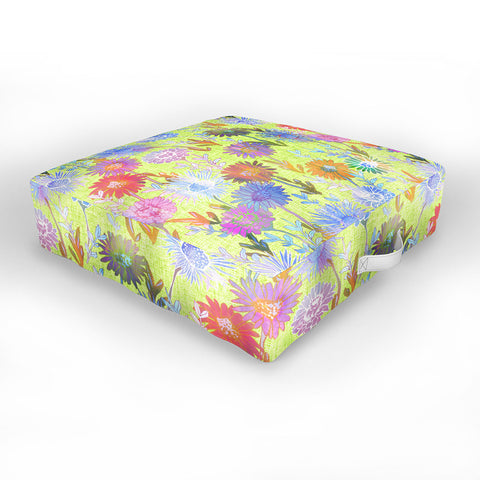 Schatzi Brown Gillian Floral Lime Outdoor Floor Cushion