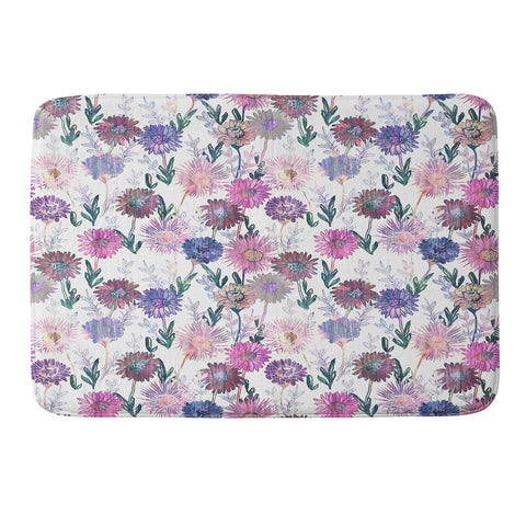 Schatzi Brown Gillian Floral White Memory Foam Bath Mat