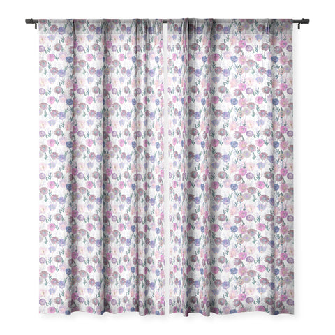 Schatzi Brown Gillian Floral White Sheer Window Curtain