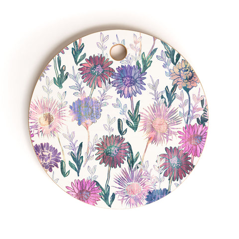 Schatzi Brown Gillian Floral White Cutting Board Round