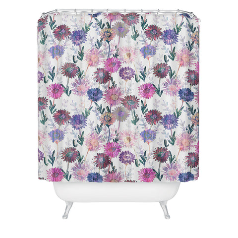 Schatzi Brown Gillian Floral White Shower Curtain