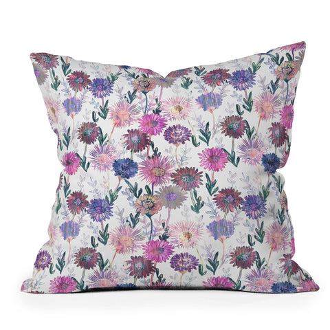 Schatzi Brown Gillian Floral White Throw Pillow