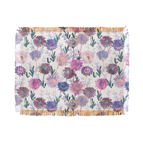 Schatzi Brown Gillian Floral White Throw Blanket