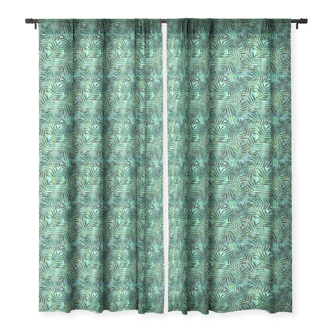 Schatzi Brown Goddess Palm Emerald Sheer Window Curtain