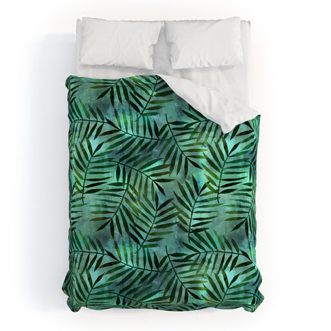 Schatzi Brown Goddess Palm Emerald Duvet Cover
