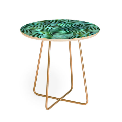 Schatzi Brown Goddess Palm Emerald Round Side Table