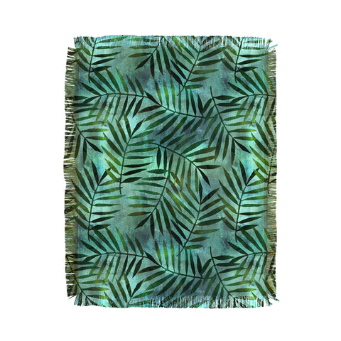 Schatzi Brown Goddess Palm Emerald Throw Blanket