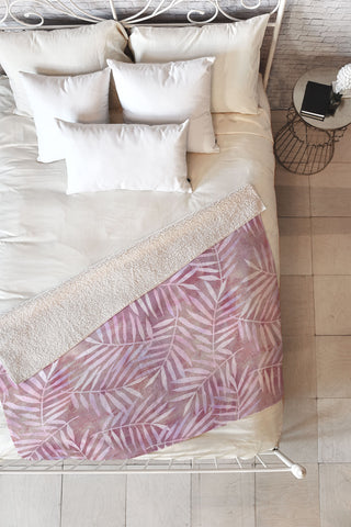 Schatzi Brown Goddess Palm Rose Fleece Throw Blanket