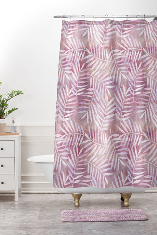 Schatzi Brown Goddess Palm Rose Shower Curtain And Mat