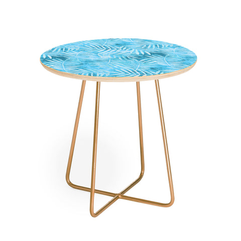 Schatzi Brown Goddess Palm Turquoise Round Side Table
