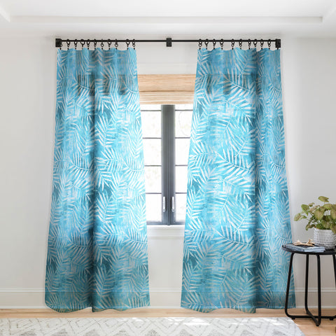 Schatzi Brown Goddess Plam Turquoise Sheer Window Curtain