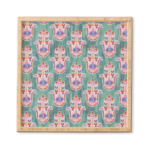 Schatzi Brown Hamsa Mint Framed Wall Art