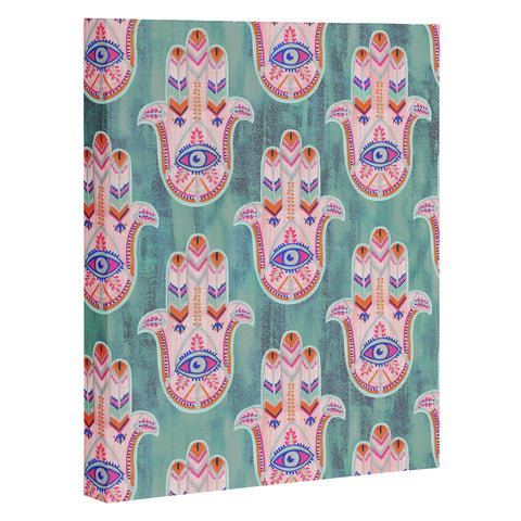 Schatzi Brown Hamsa Mint Art Canvas