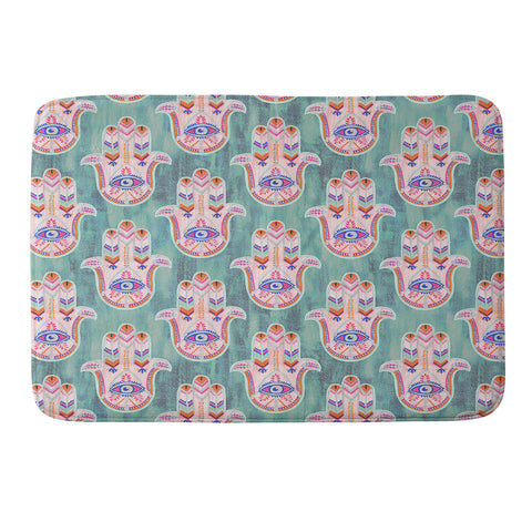 Schatzi Brown Hamsa Mint Memory Foam Bath Mat