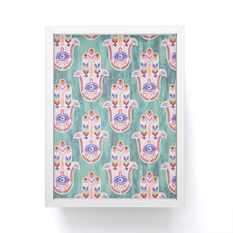 Schatzi Brown Hamsa Mint Framed Mini Art Print