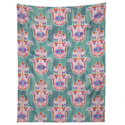 Schatzi Brown Hamsa Mint Tapestry