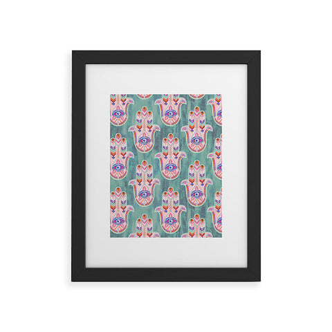 Schatzi Brown Hamsa Mint Framed Art Print