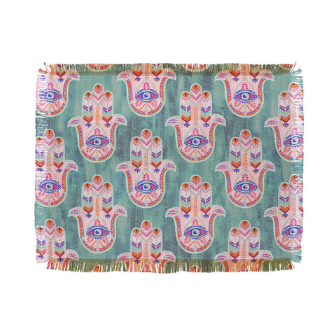 Schatzi Brown Hamsa Mint Throw Blanket