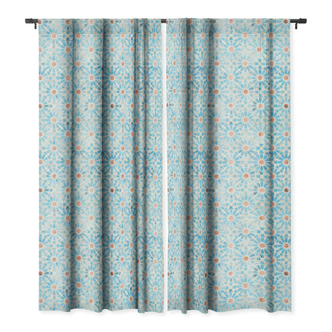 Schatzi Brown Hara Tiles Light Blue Blackout Window Curtain