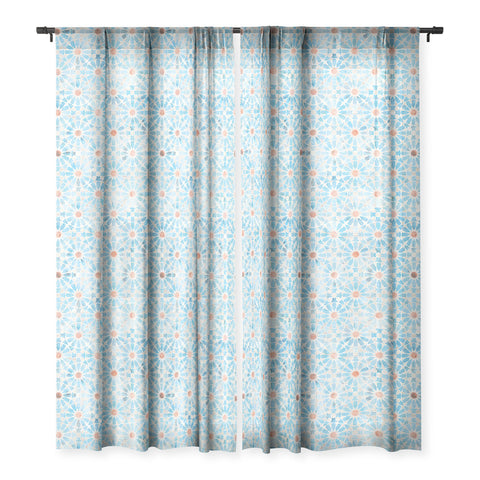 Schatzi Brown Hara Tiles Light Blue Sheer Window Curtain