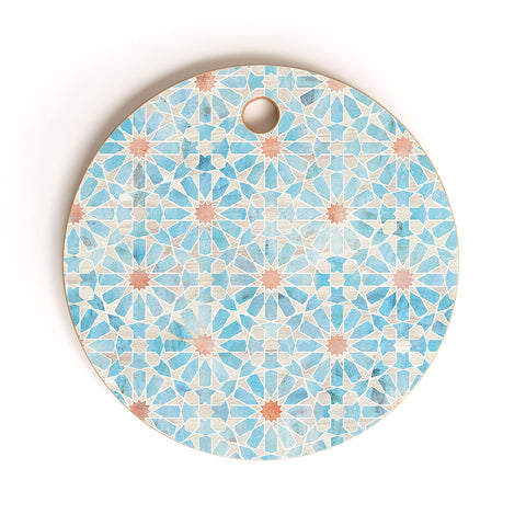 Schatzi Brown Hara Tiles Light Blue Cutting Board Round