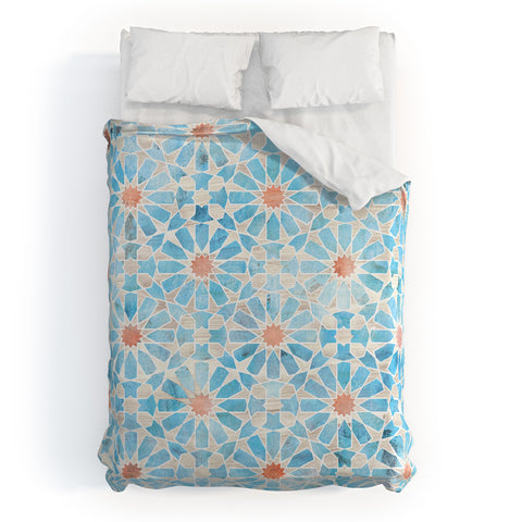 Schatzi Brown Hara Tiles Light Blue Duvet Cover
