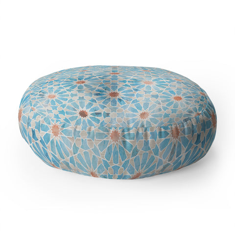 Schatzi Brown Hara Tiles Light Blue Floor Pillow Round