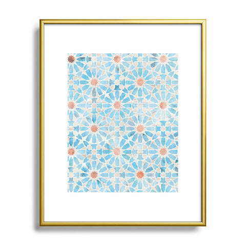 Schatzi Brown Hara Tiles Light Blue Metal Framed Art Print