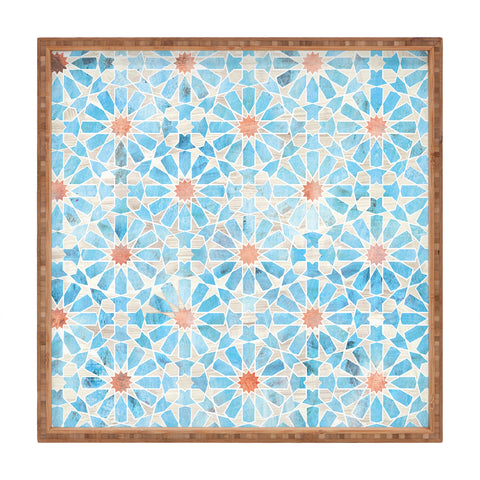 Schatzi Brown Hara Tiles Light Blue Square Tray