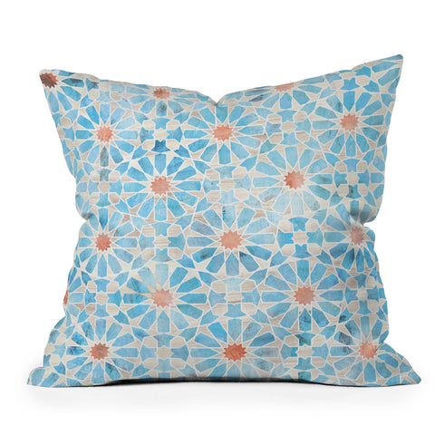 Schatzi Brown Hara Tiles Light Blue Throw Pillow