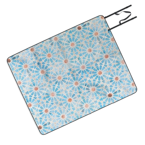 Schatzi Brown Hara Tiles Light Blue Picnic Blanket