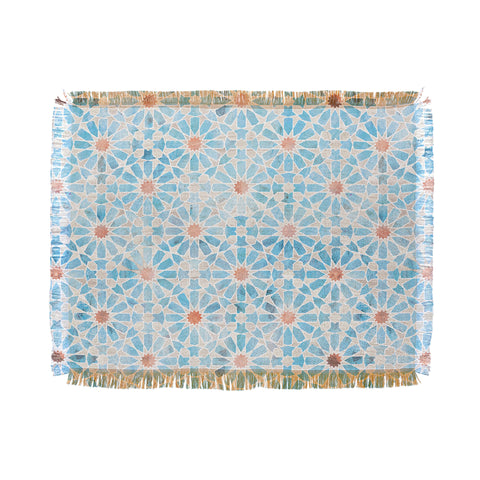 Schatzi Brown Hara Tiles Light Blue Throw Blanket