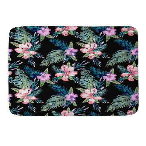 Schatzi Brown Hawaii Flower 2 Black Memory Foam Bath Mat