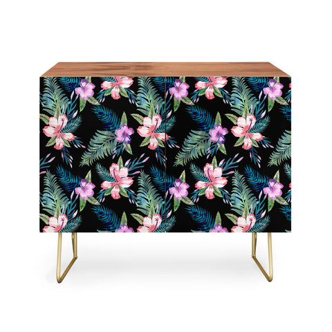 Schatzi Brown Hawaii Flower 2 Black Credenza