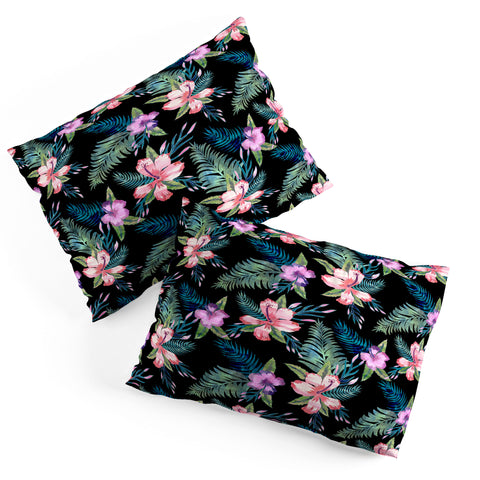 Schatzi Brown Hawaii Flower 2 Black Pillow Shams