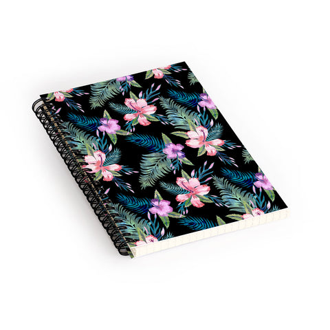 Schatzi Brown Hawaii Flower 2 Black Spiral Notebook