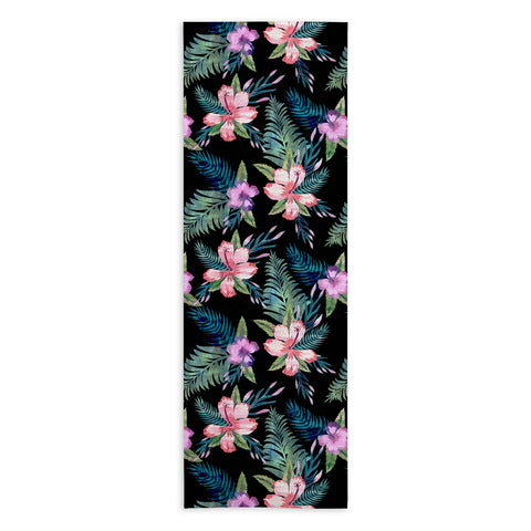 Schatzi Brown Hawaii Flower 2 Black Yoga Towel