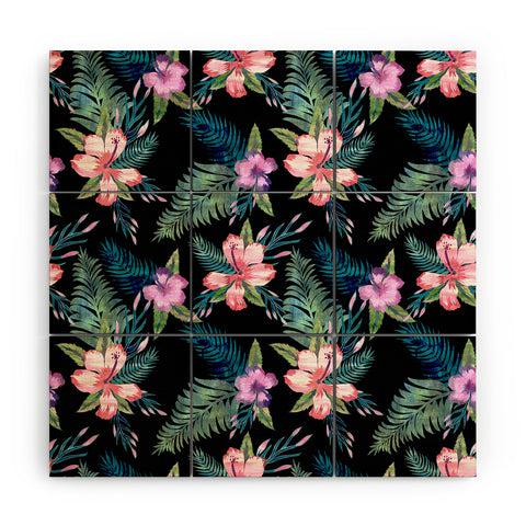 Schatzi Brown Hawaii Flower 2 Black Wood Wall Mural