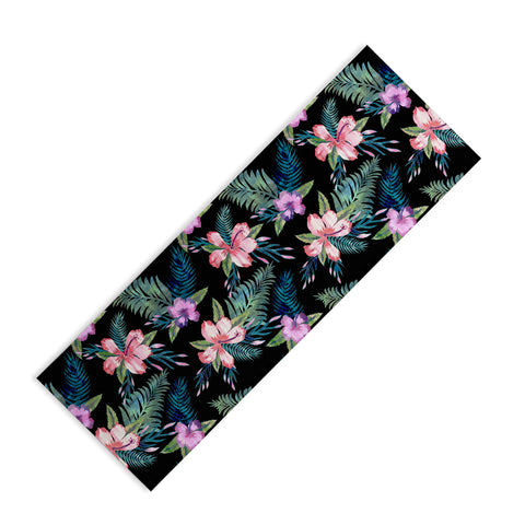 Schatzi Brown Hawaii Flower 2 Black Yoga Mat